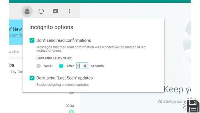 Modo incognito whatsapp web