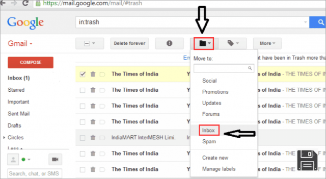 how to recover deleted files from trash in gmail